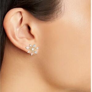 Kate Spade Gold and Clear Cubic Zerconia Snowday Snowflake Stud Earrings